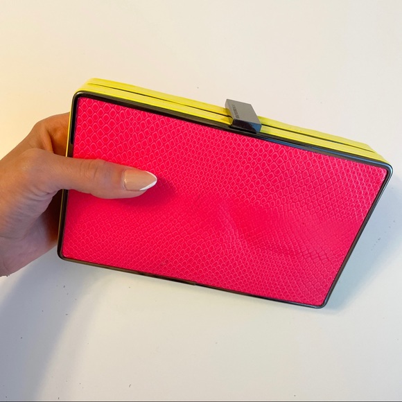 BCBG Handbags - BCBG MAXAZRIA Neon Gunmetal Clutch Bag